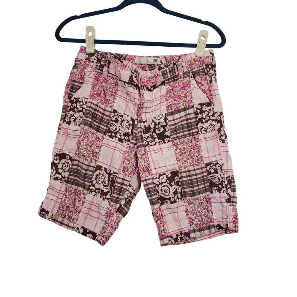 Vintage Y2K Route 66 Girls Patchwork Shorts Size 14.5‎ Boho Cottagecore Summer